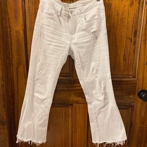 Flying Monkey white cropped slit jeans